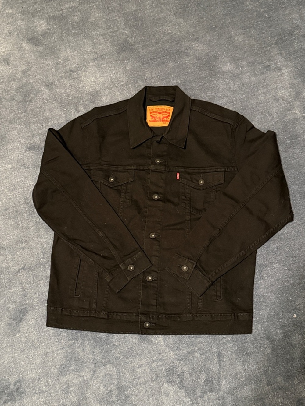 Levi's Black Denim Trucker Jacket with Red Tab